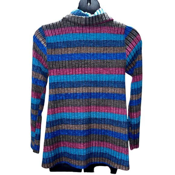 Modcloth cowl neck striped turtleneck multicolor 1970s style flowy comfy fit LG - Picture 2 of 4